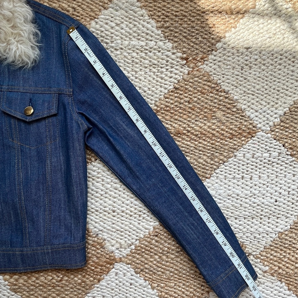 Derek Lam 10 Crosby Blue Denim Jacket with Removable Shearling Collar - Size 00 - Picture 13 of 16